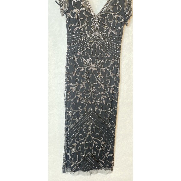 Pisarro Nights Beaded Mesh Column Gown Carbon 6 - Picture 2 of 15